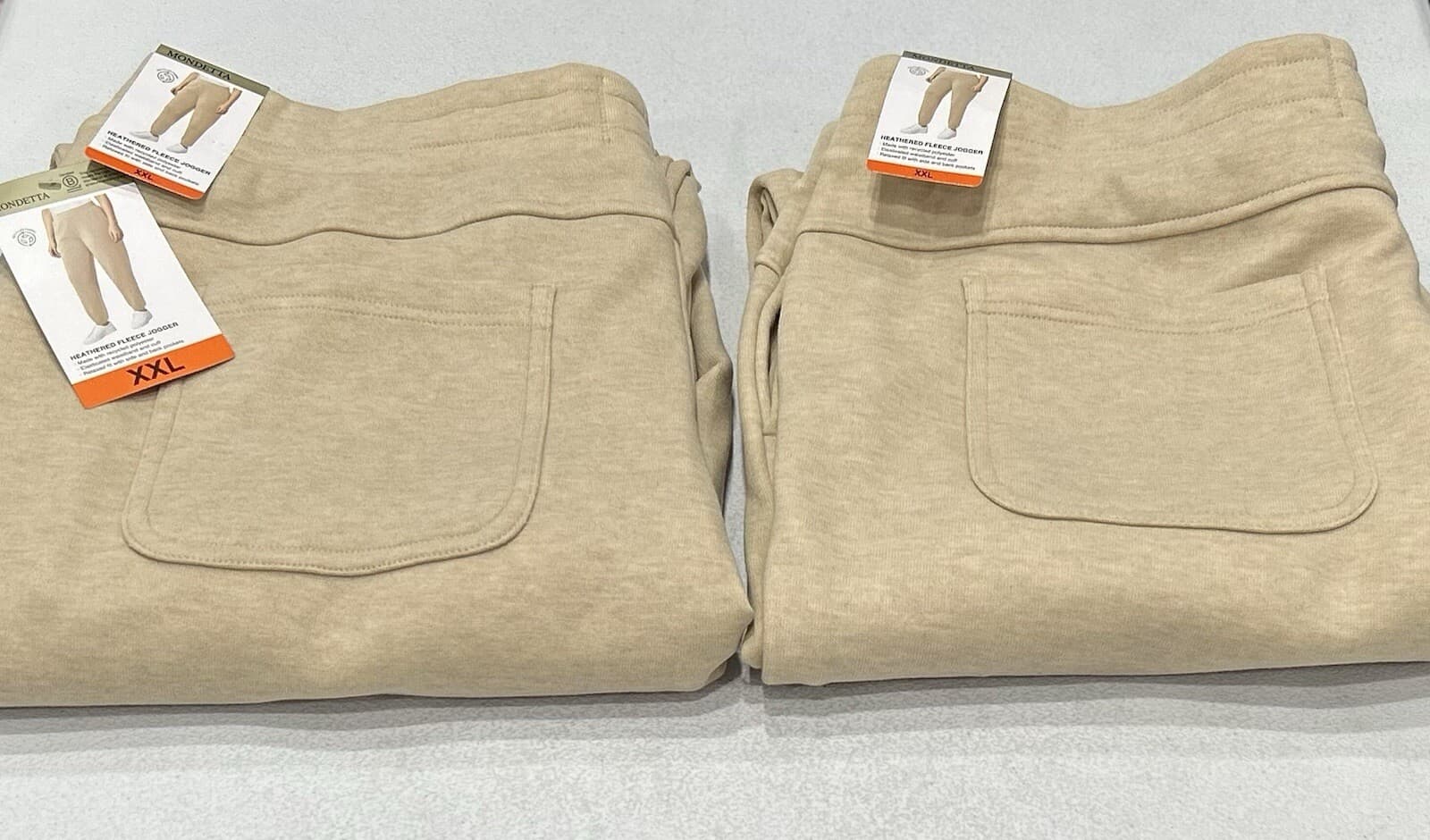 Mondetta Women's Heathered Fleece Jogger Pants, Irish Cream, Size XXL 3