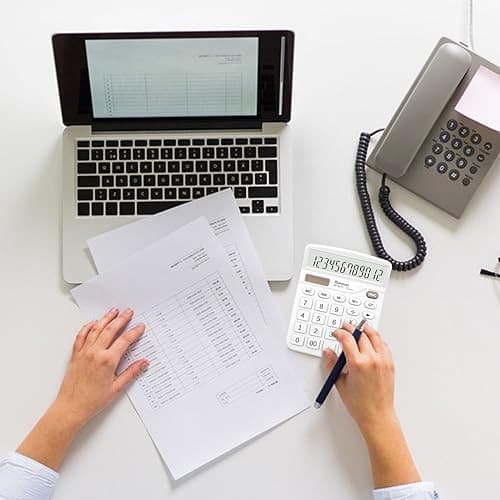 White Calculator, Basic Office Calculator, Desktop Calculator 12 Digit, Large  6