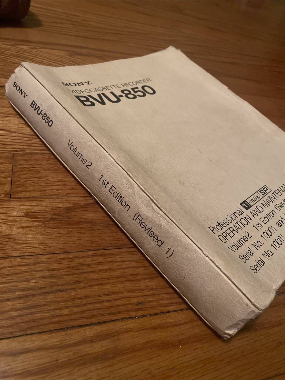 SONY® VIDEOCASSETTE RECORDER BVU-850 Operation And Maintenance Manual Partial 2