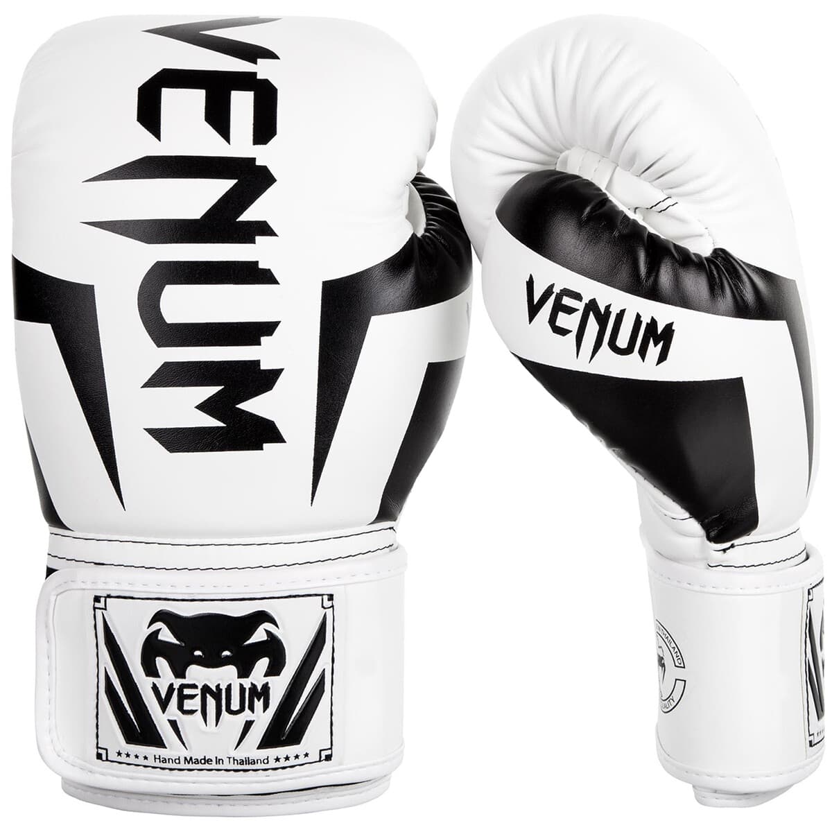 Venum Elite Hook and Loop Training Boxing Gloves - White/Black 2
