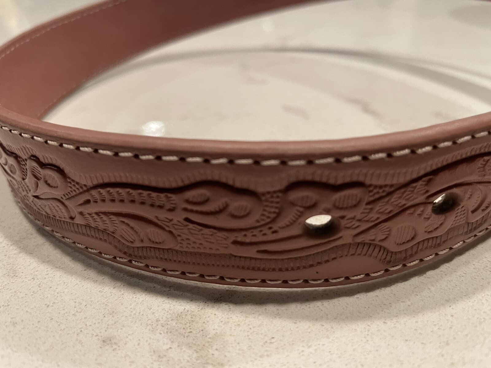 Nocona Pink Tooled Leather Belt Equestrian Girl's Western - Size 24 NWOT 4