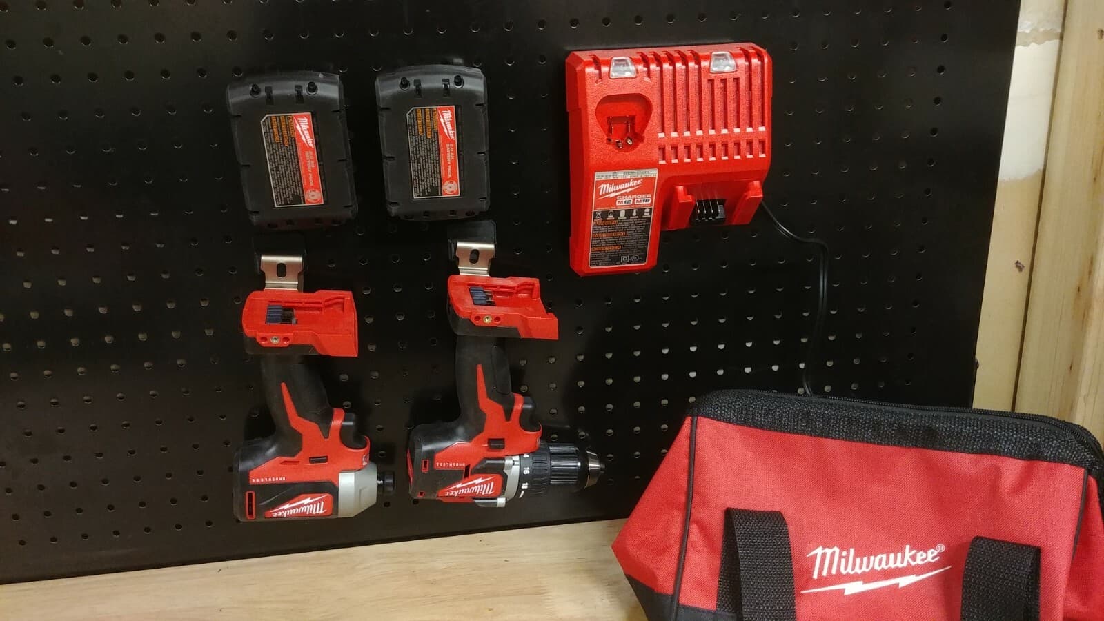 Tool Storage- Pegboard Mount For Milwaukee M12 and M18 MultiVolt Battery Charger 3