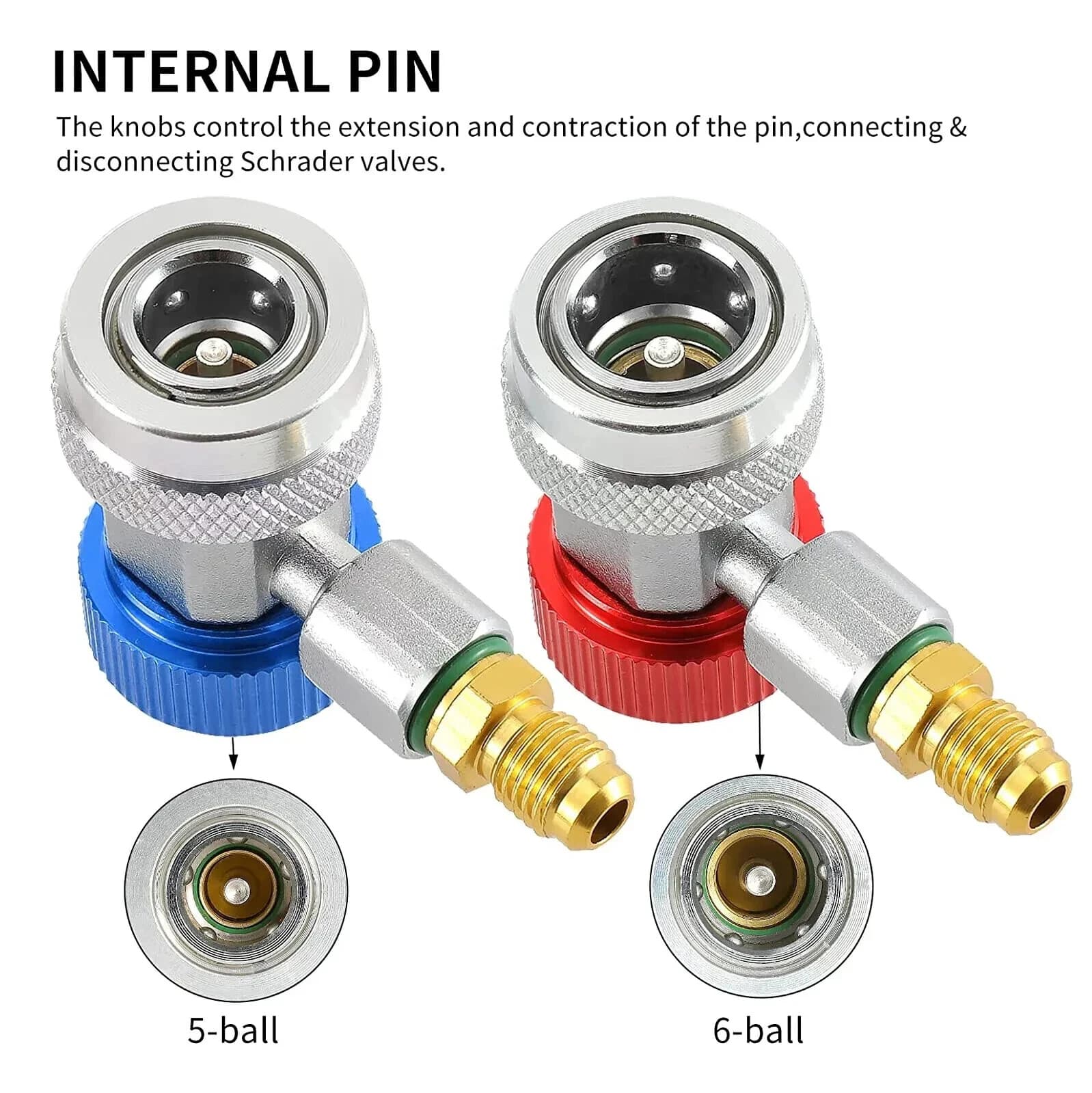 2Pack R134A Quick Connector Adapter Coupler Auto AC Manifold Gauge Low/High HVAC 4