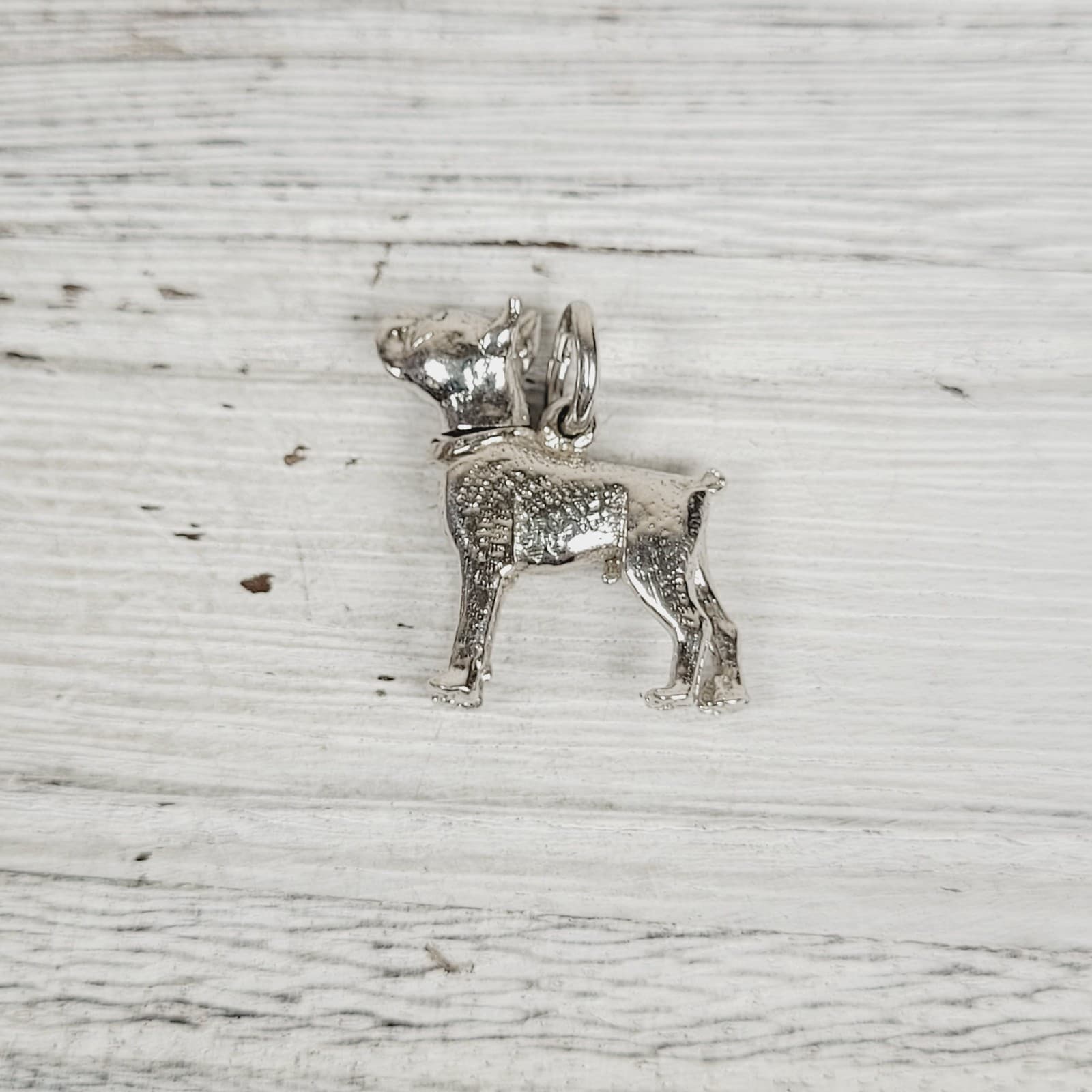 VINTAGE BULL DOG STERLING SILVER 925 PENDANT MOVING CHARM RETRO PRETTY 3