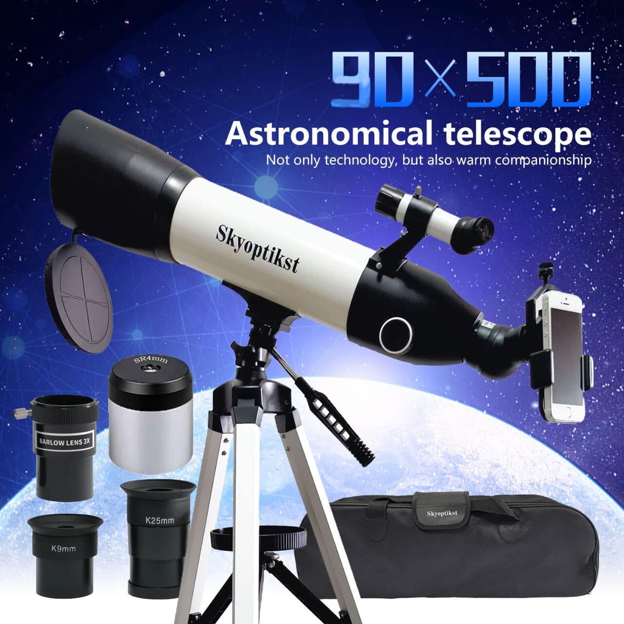 500x90 professional Refractor Astronomical Telescope Fully Multi-Coated US stock