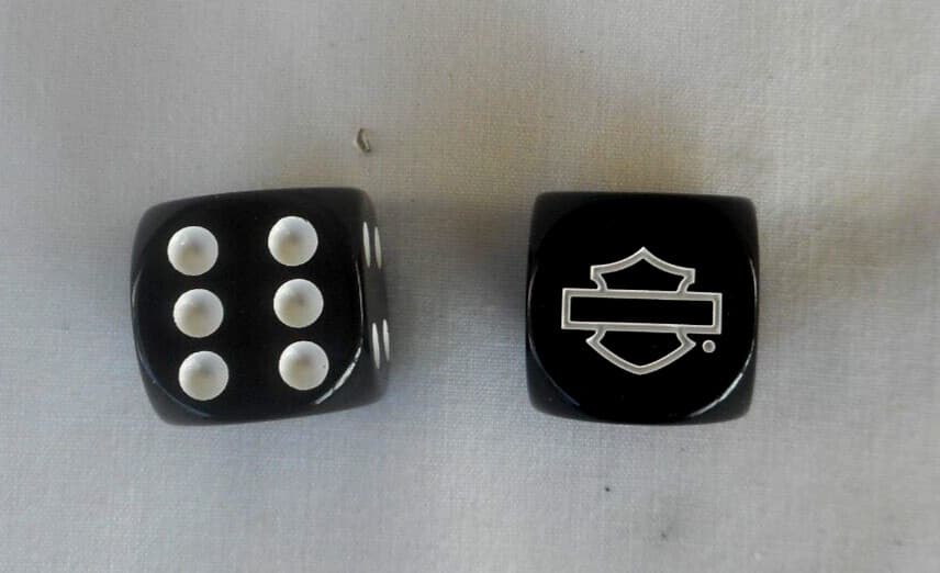 Harley Davidson Black White Gaming Dice Set Of Two Dice Licensed Harley
