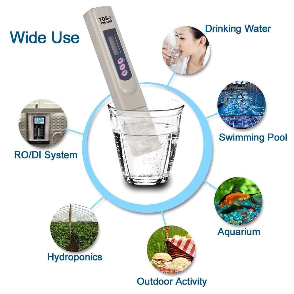 Handheld Water Quality Hardness Purity Digital LCD Meter 0-9990 PPM TDS TDS-3 3