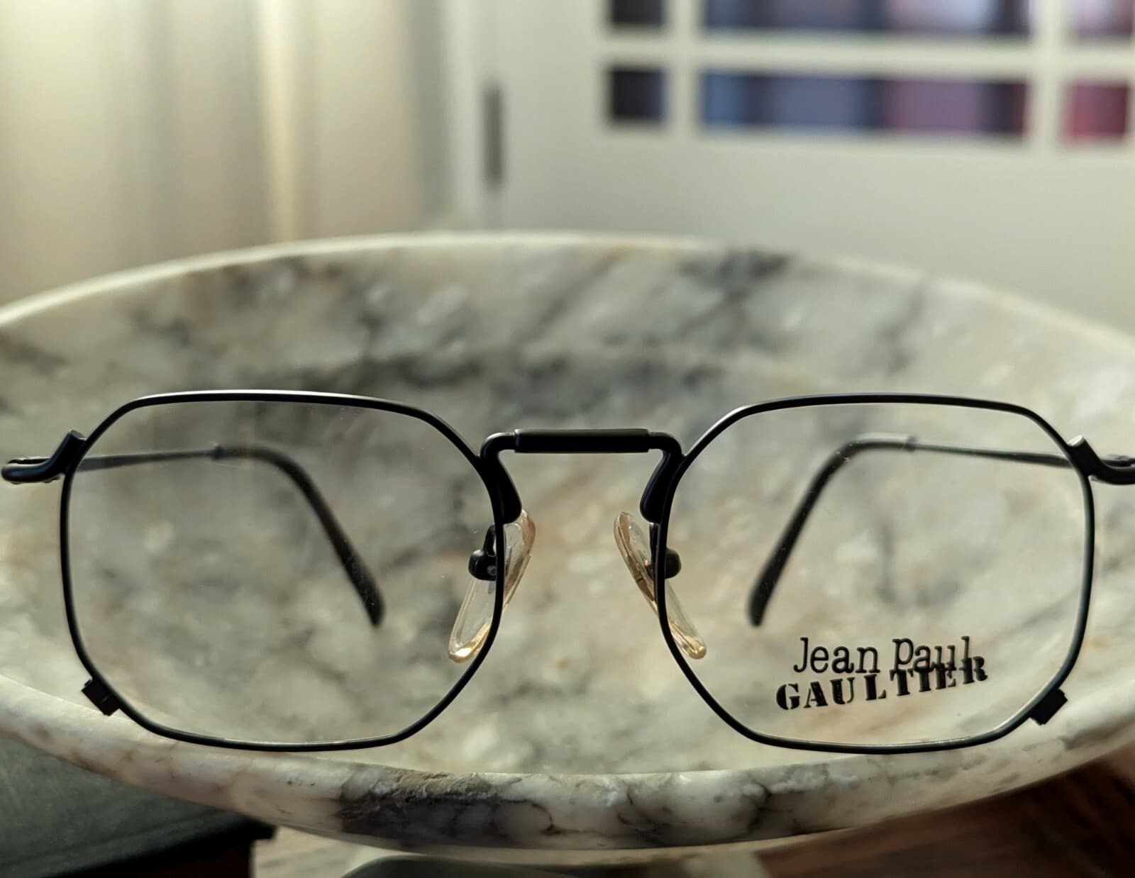 Vintage Jean Paul Gaultier Square Eyeglasses Geometric Sculptural Logo Graphic