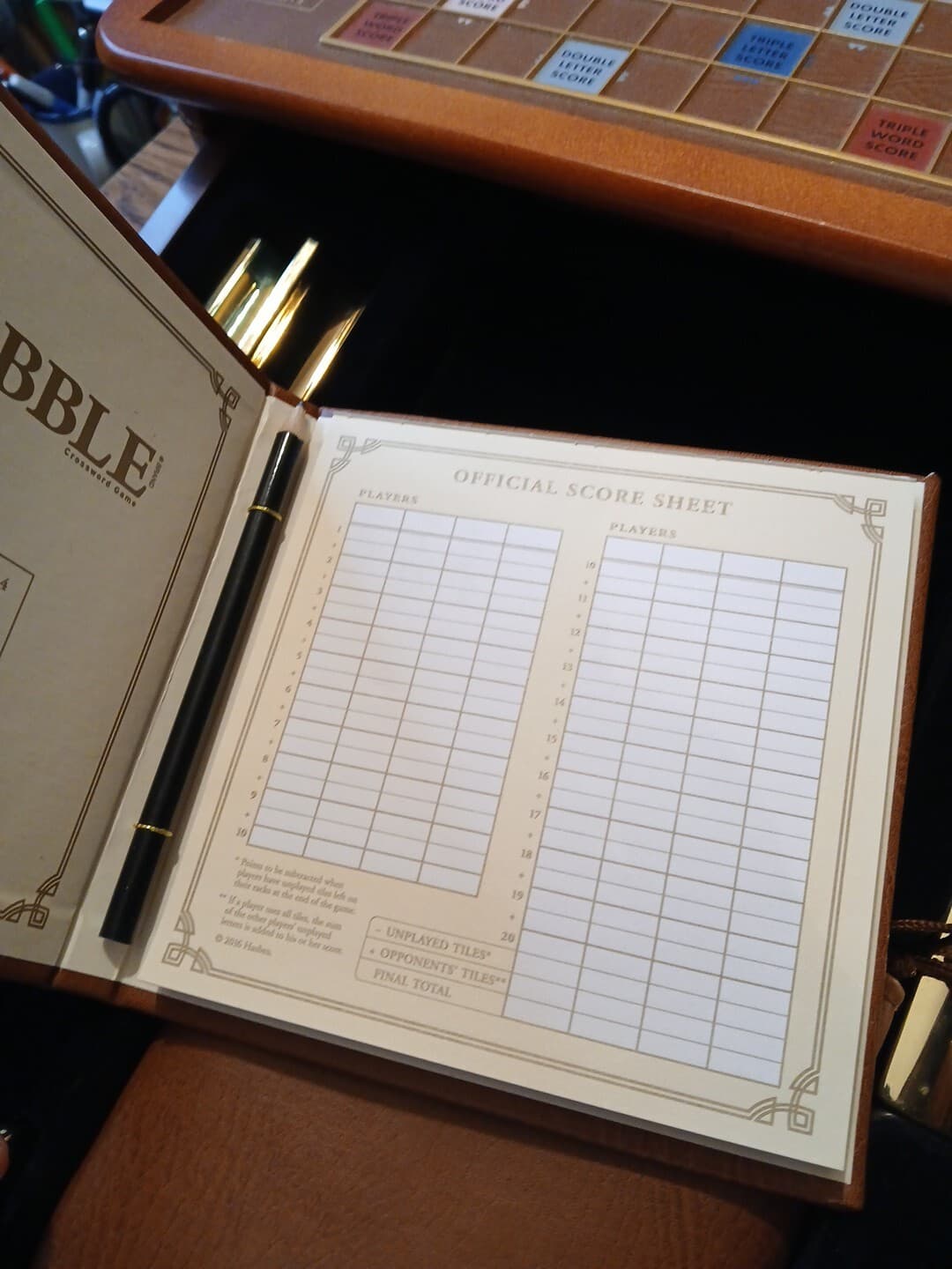 Scrabble Luxury Edition with Wood Cabinet and Rotating Turntable Game Board 4