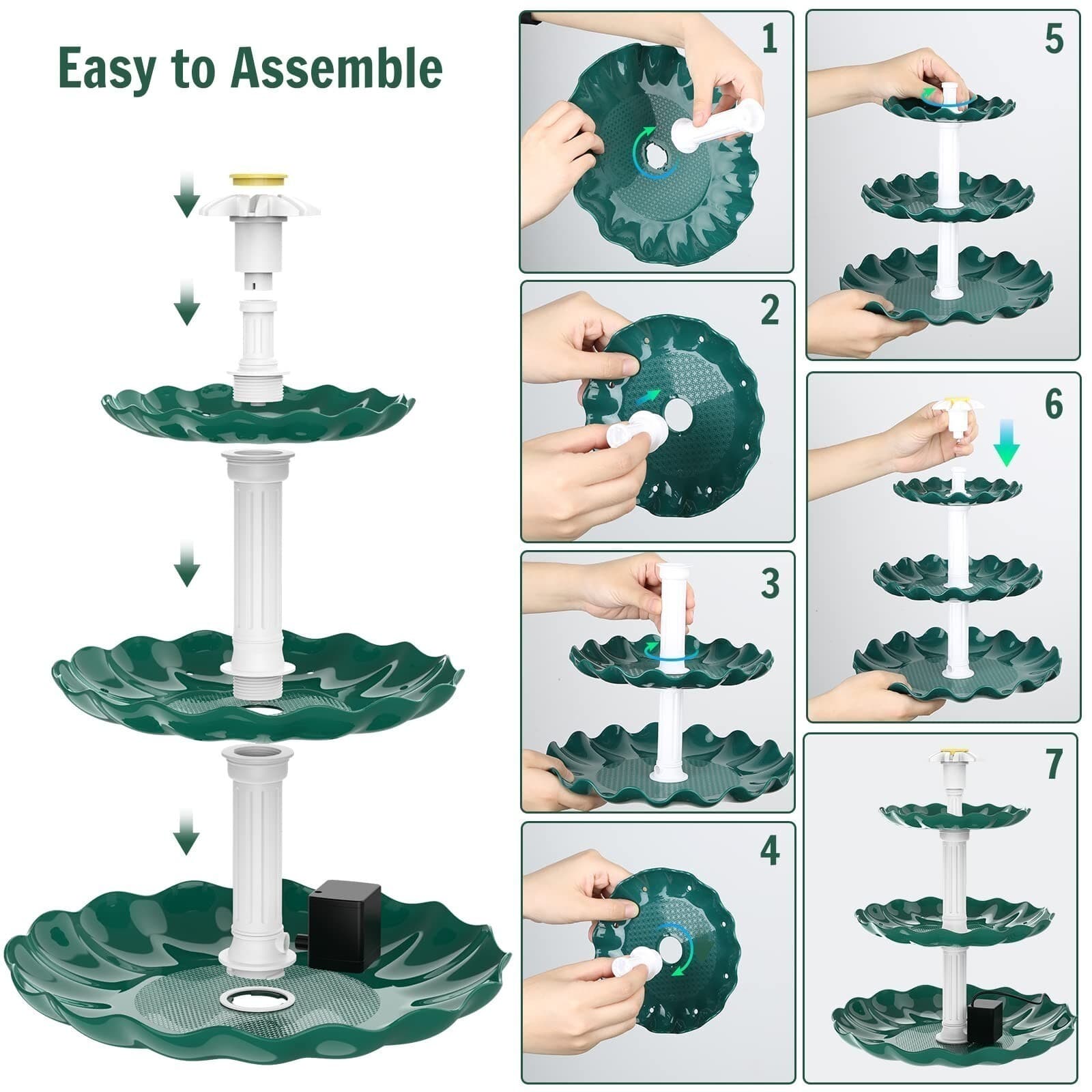 Solar Pump 3.5W With 3 Tiered Bird Bath, Solar Fountain and Suitable DIY Decor 6