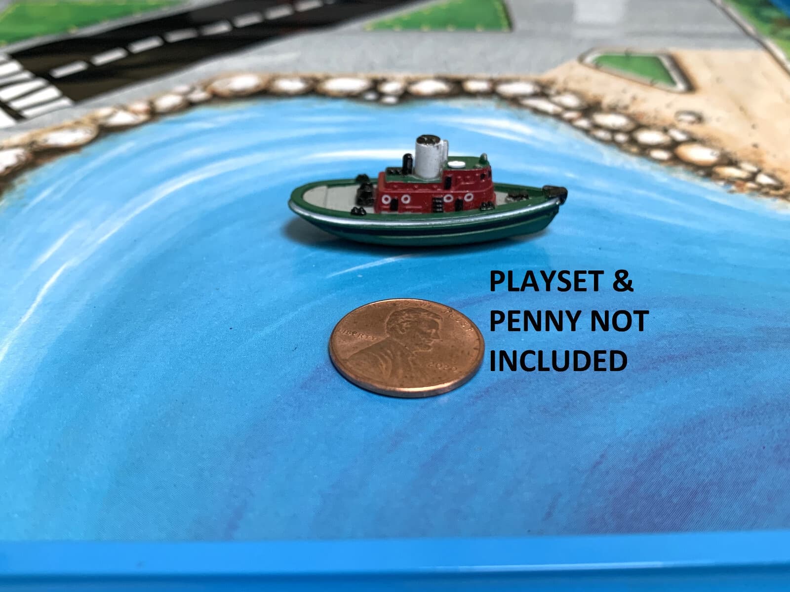 1987 VINTAGE 1.5" MINIATURE MICRO MACHINES TUG BOAT MARINE TOW GREEN RED GALOOB 6