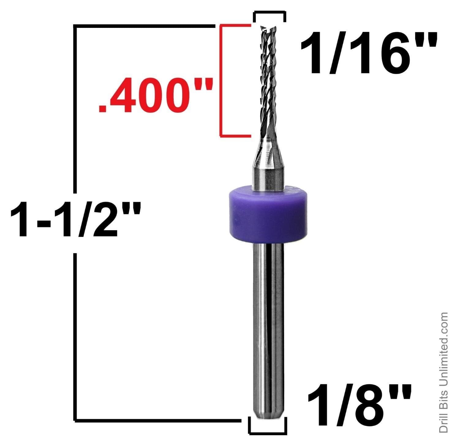 Diamond Flute Carbide CNC Router Bit 1/16” 5 PCS FR4 PCB Carbon Fiber 1/8" Shank 2