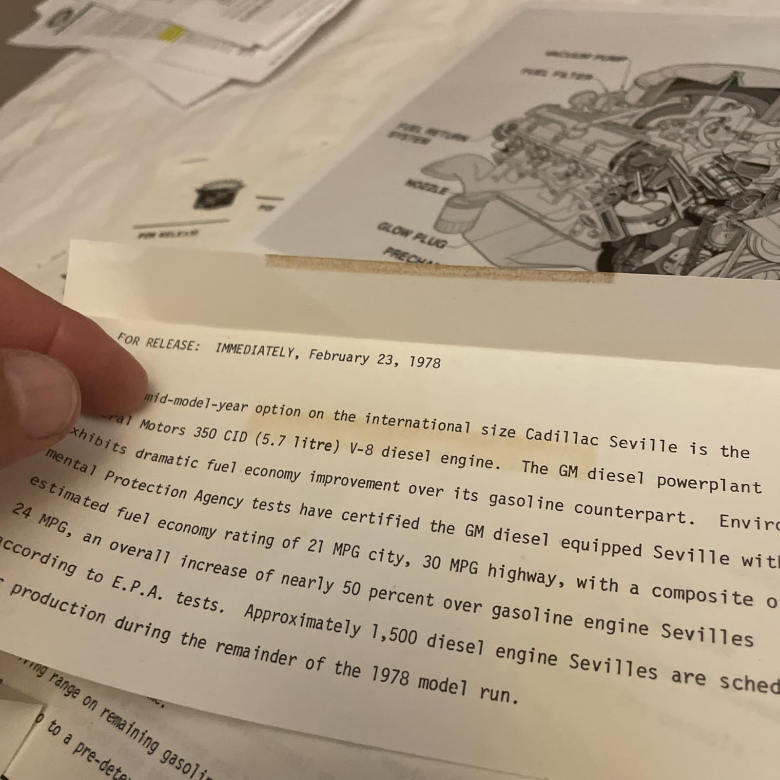 NOS 1978 Cadillac Chicago Auto Show Press Release New Diesel V-8 Engine Seville 3