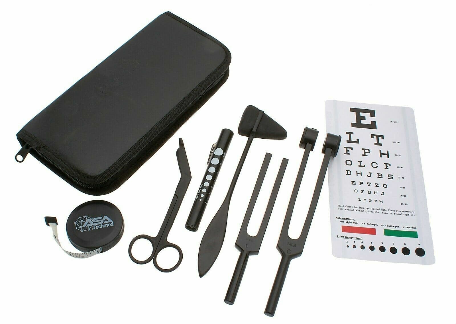 7pc Tactical Black Diagnostic Kit, Tuning Forks, Taylor Hammer, Bandage Scissors 2