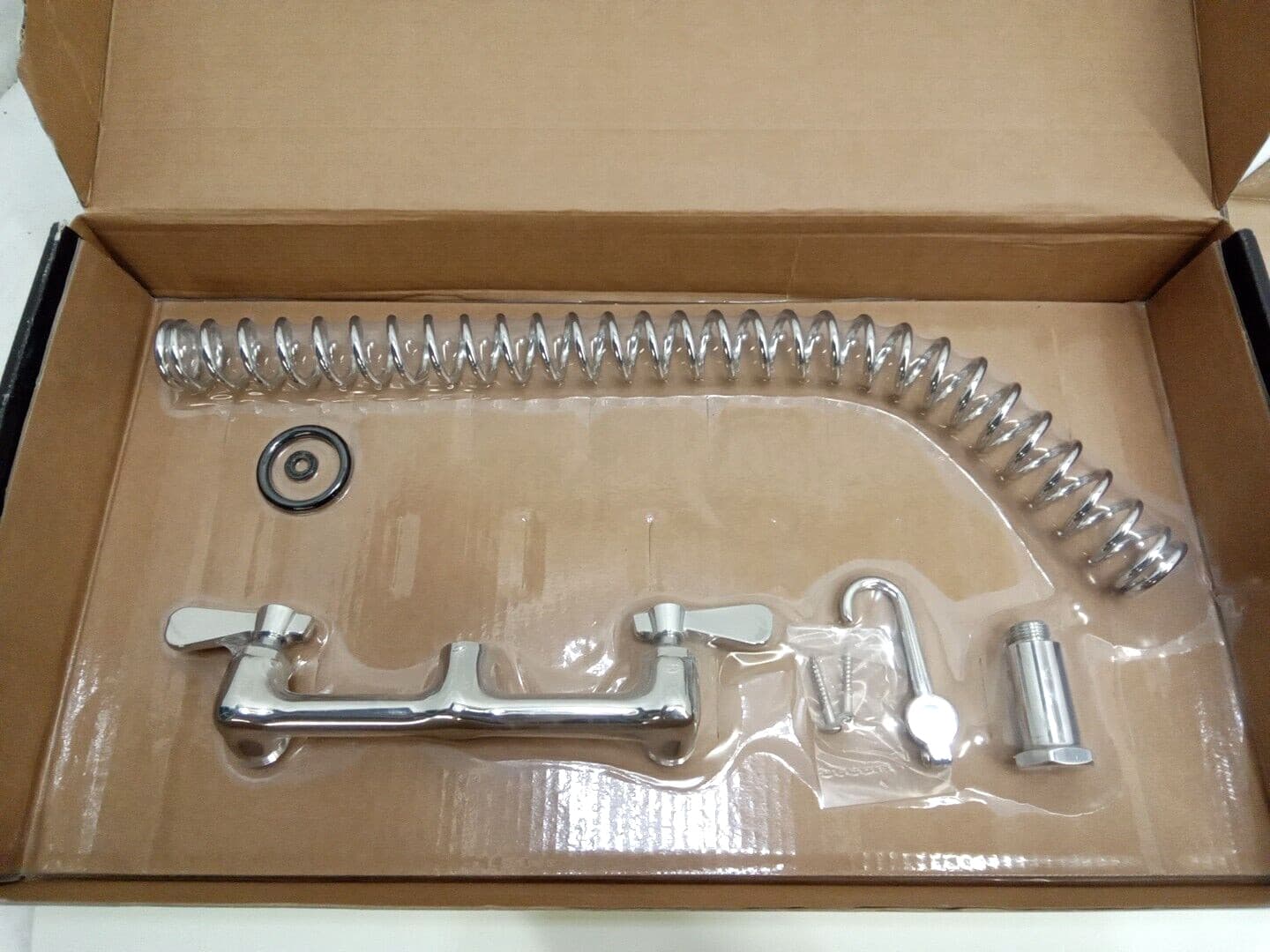 Regency 600PRW8X Wall-Mount Pre-Rinse Faucet w/ 8" Centers 1.15 GPM 44" SS Hose 3