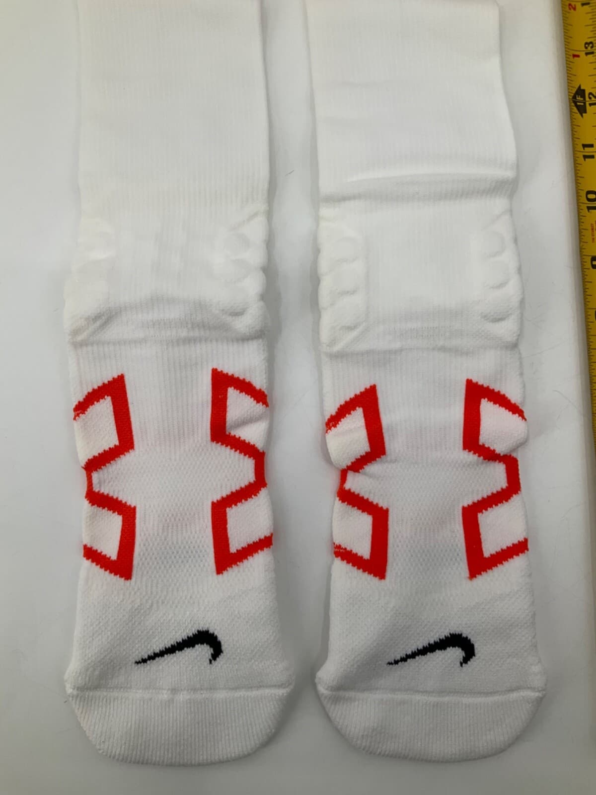 MIAMI DOLPHINS TEAM ISSUED NIKE WHITE/ORANGE GAME SOCKS SIZE: LG-T  BRAND NEW 4