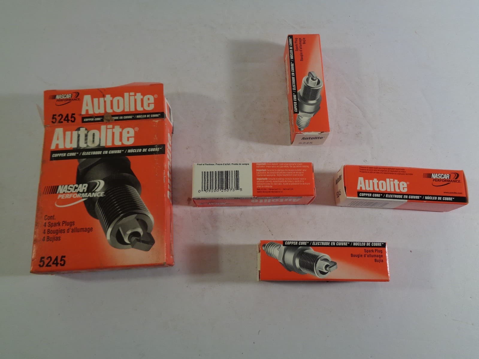 Autolite Spark Plugs 5245 Nascar Performance USA Box is Rough Unused Set of 4 4