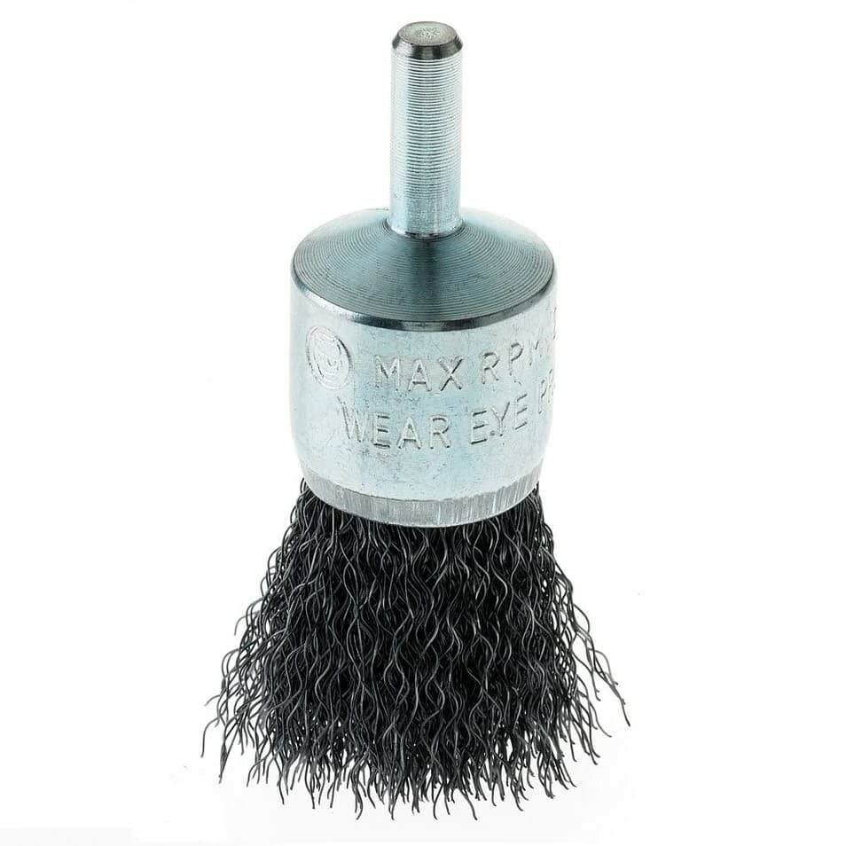 3/4" Crimped Wire End Brush Carbon Steel with 1/4" Shank Die Grinder or Drill 2