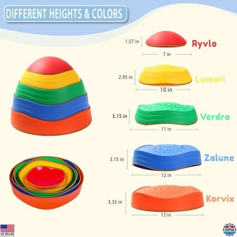 Balance Stepping Stones for Kids, 5pcs Sensory Stepping Stones, Indoor & Outdoor 2