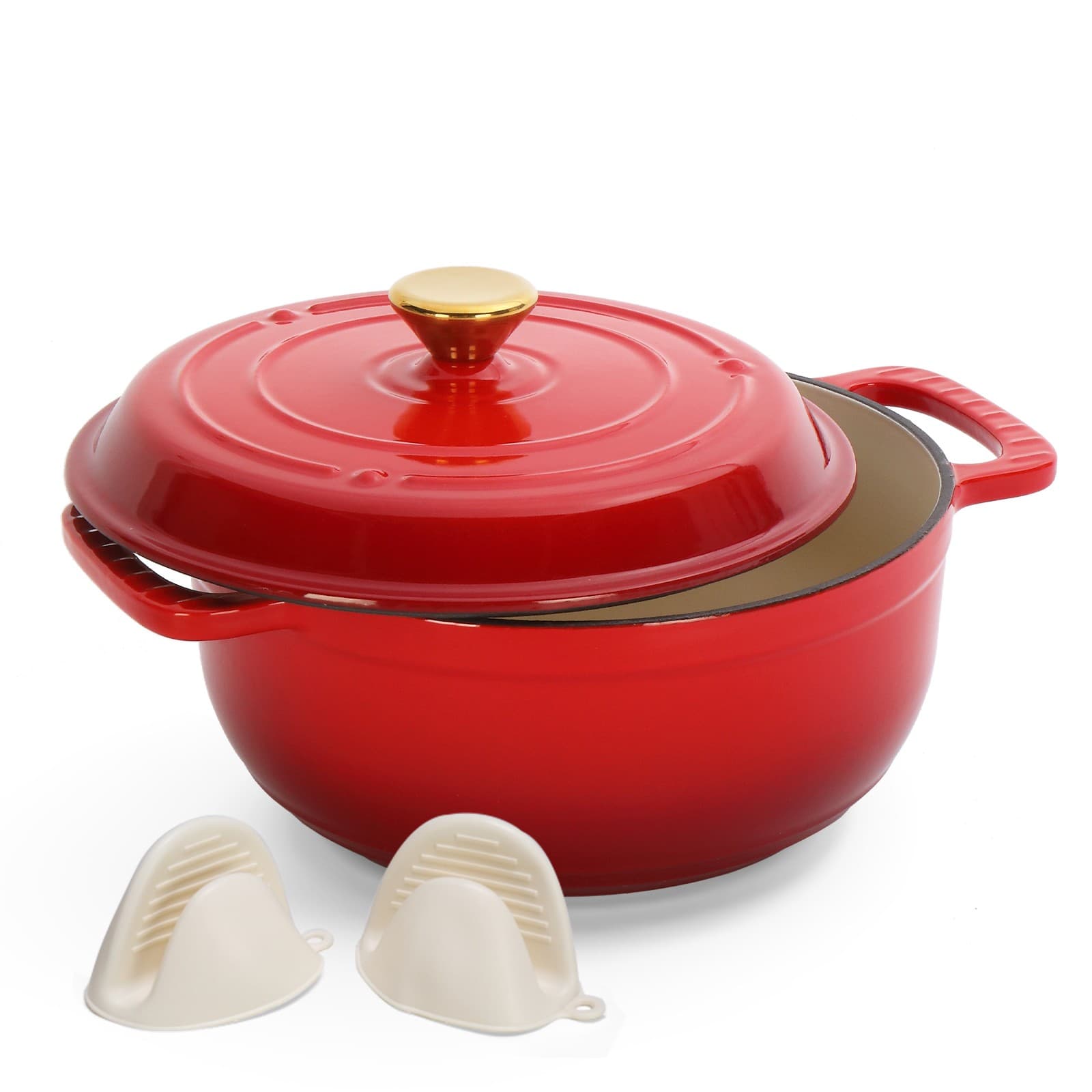 Enameled Cast Iron Dutch Oven 7.5QT Heavy Duty Dual Enamel Coating,FDA Certified