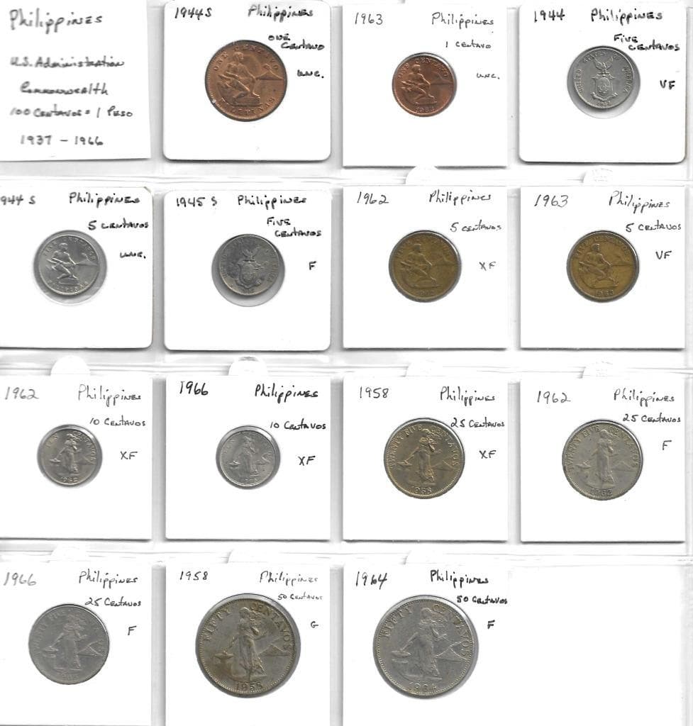 WORLD COINS - PHILIPPINES - 1944-2003 - U.S. ADMIN. & REFORM COINAGE - 52 COINS