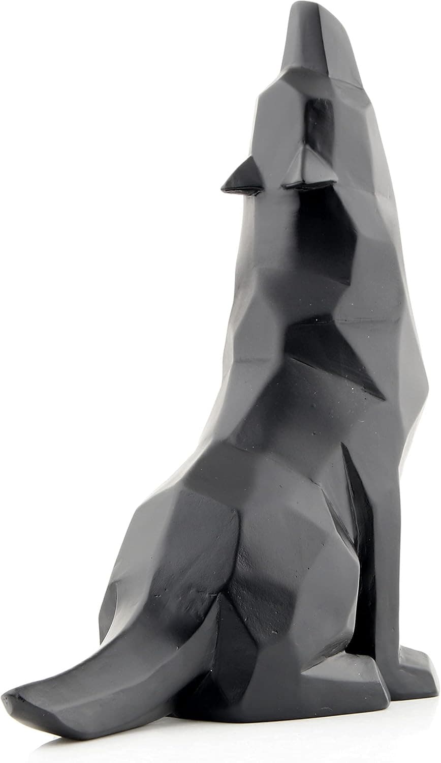 Black Wolf Howling Wolf Figurine Statue for Home Decor 5