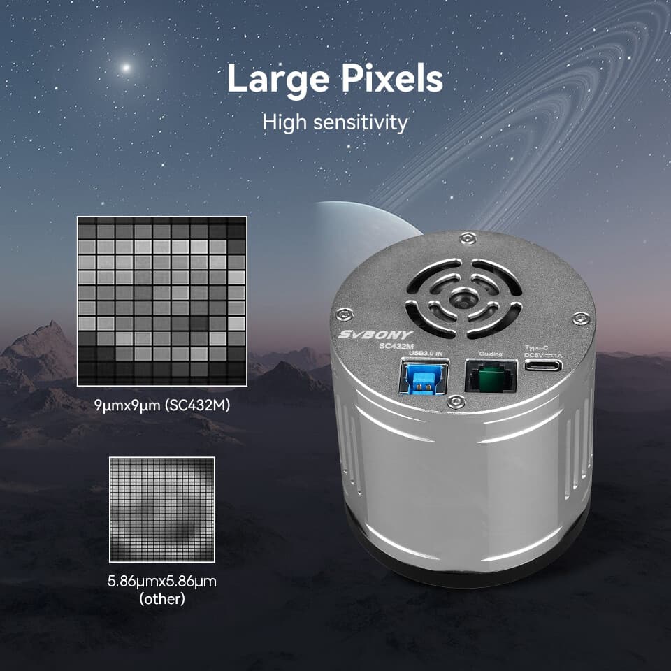 SVBONY SC432M Monochrome Planetary Camera 1.77MP Global Shutter IMX432 CMOS 3