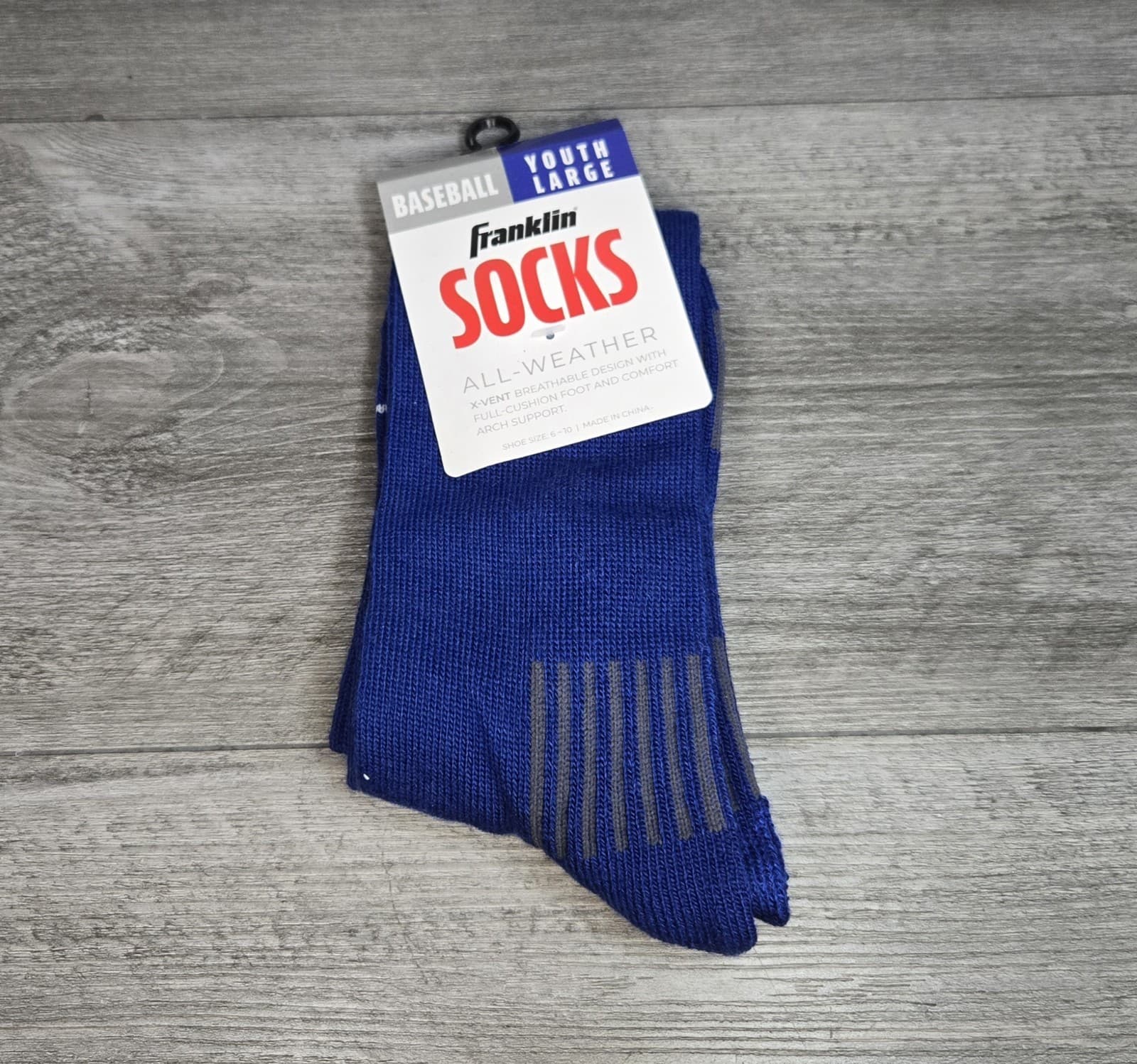 Franklin Youth Large Baseball Socks Royal Blue with Strip Shoe 1 Pair Size 6-10