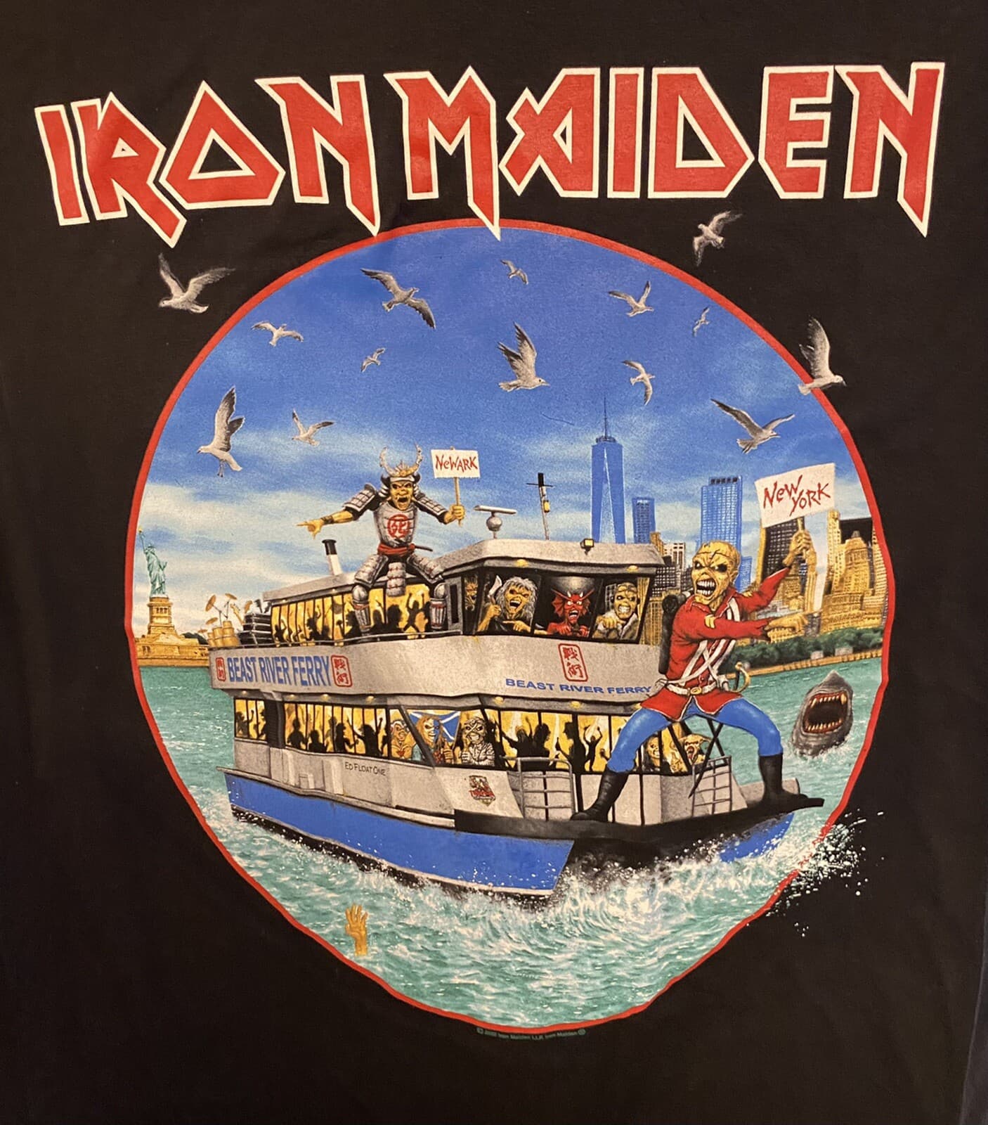 IRON MAIDEN LEGACY OF THE BEAST NEW YORK UBS BELMONT & NEWARK NJ EVENT SHIRT L