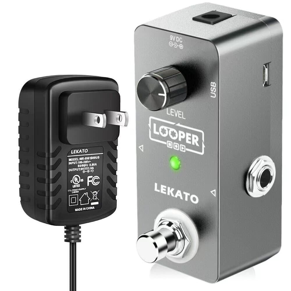 LEKATO Guitar Looper Effect Pedal Unlimited Overdubs 5 mins Loop + Power Supply