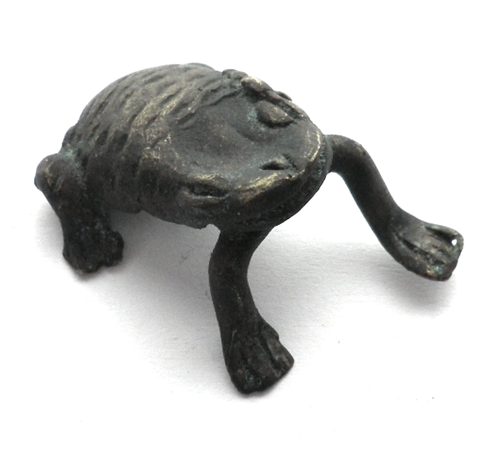 ANTIQUE AFRICAN ASHANTI AKAN FROG GOLD WEIGHT 1700-1900 AD Brass 15.5g. 2