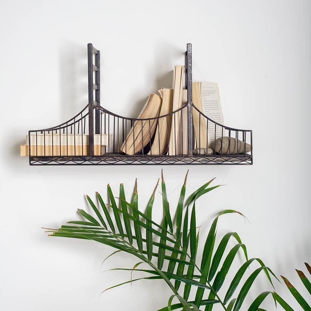 Sturdy,Unique and Durable Mercana Fran Black Metal Bridge Shelf, Ideal for