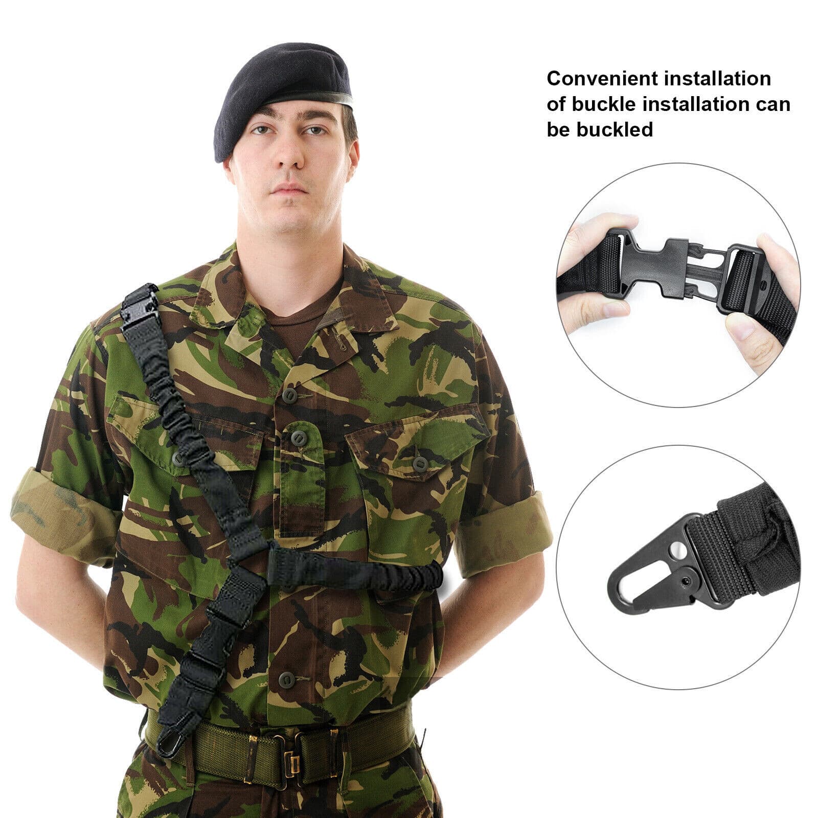 Tactical One Single Point Sling Strap Bungee Rifle Gun Sling with QD Buckle 3