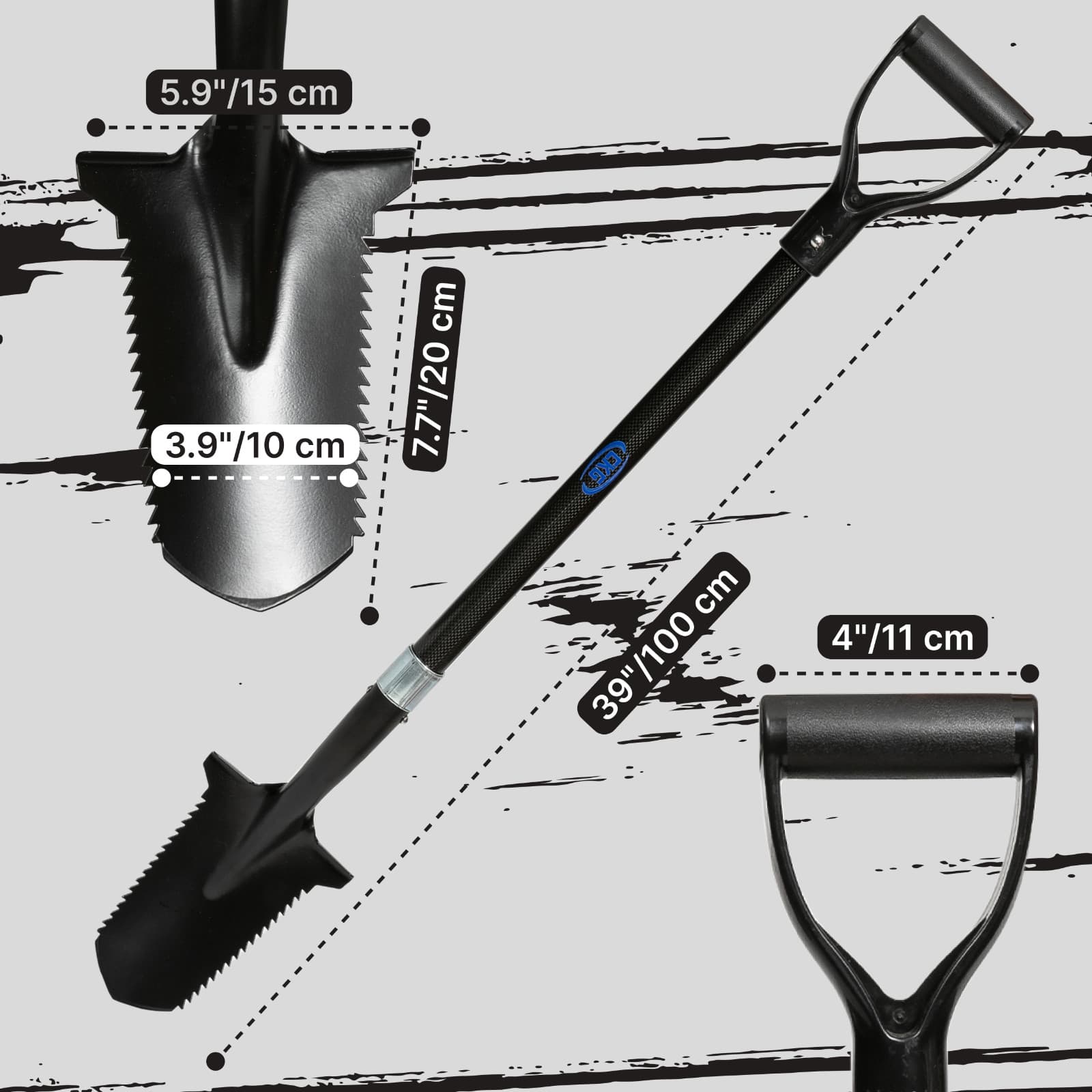 CKG Carbon Metal Detecting Shovel Digging Tool with Double Serrated Blade USED 4
