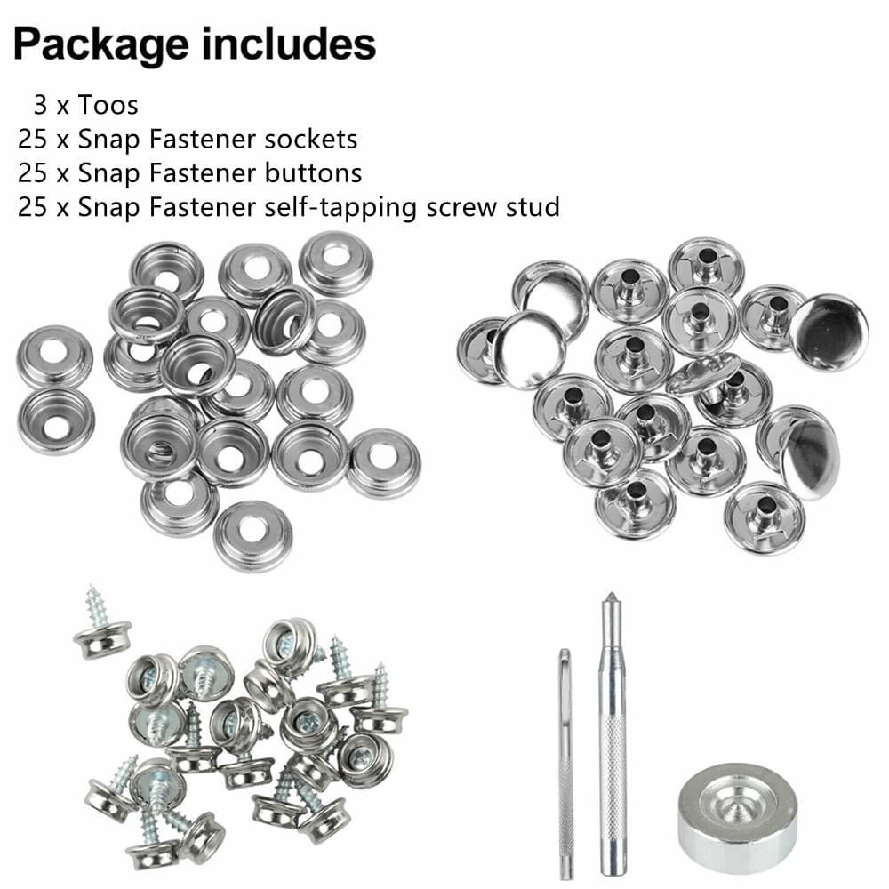 78X Snap Fastener Stainless Steel Boat Canvas Screw Press Stud Cover Button Kit 5