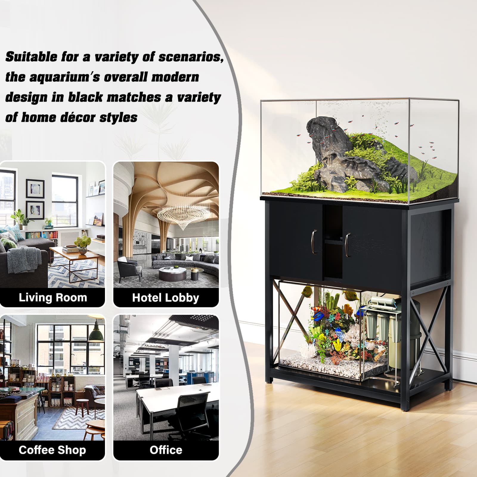 TC-HOMENY 29 Gallon Aquarium Stand Cabinet with Charging Station Fish Tank Stand 6
