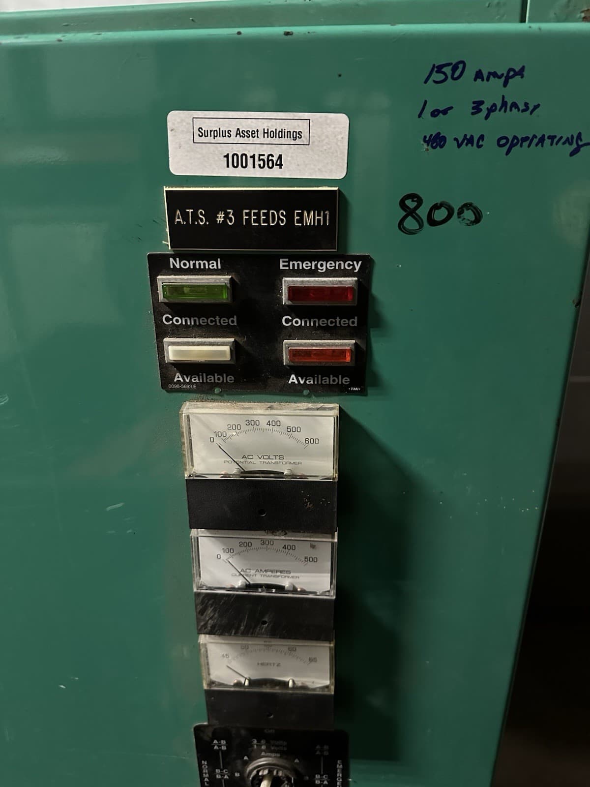 Onan,OT 400,Transfer Switch 480V 400Amp 60Hz 4 Pole 1 or 3 Phase 5