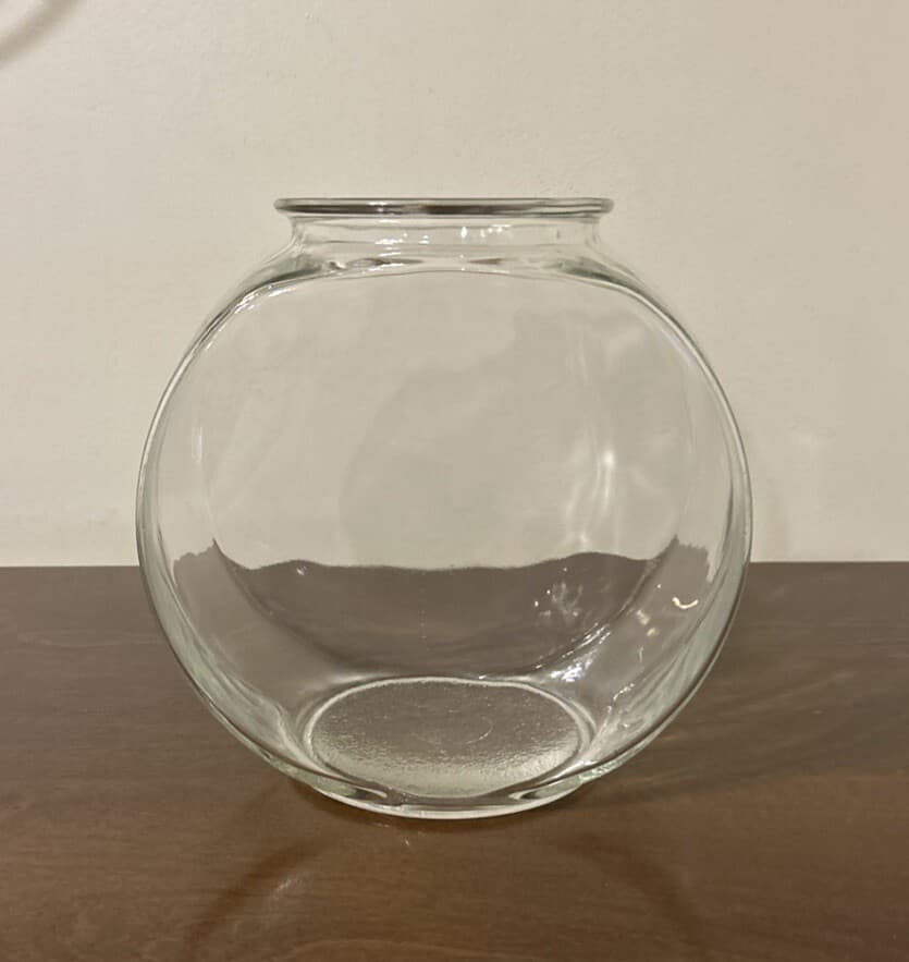 VTG 1960s Clear Glass 1 Gallon Canteen Style Fish Bowl 8.5” Aquarium Terrarium