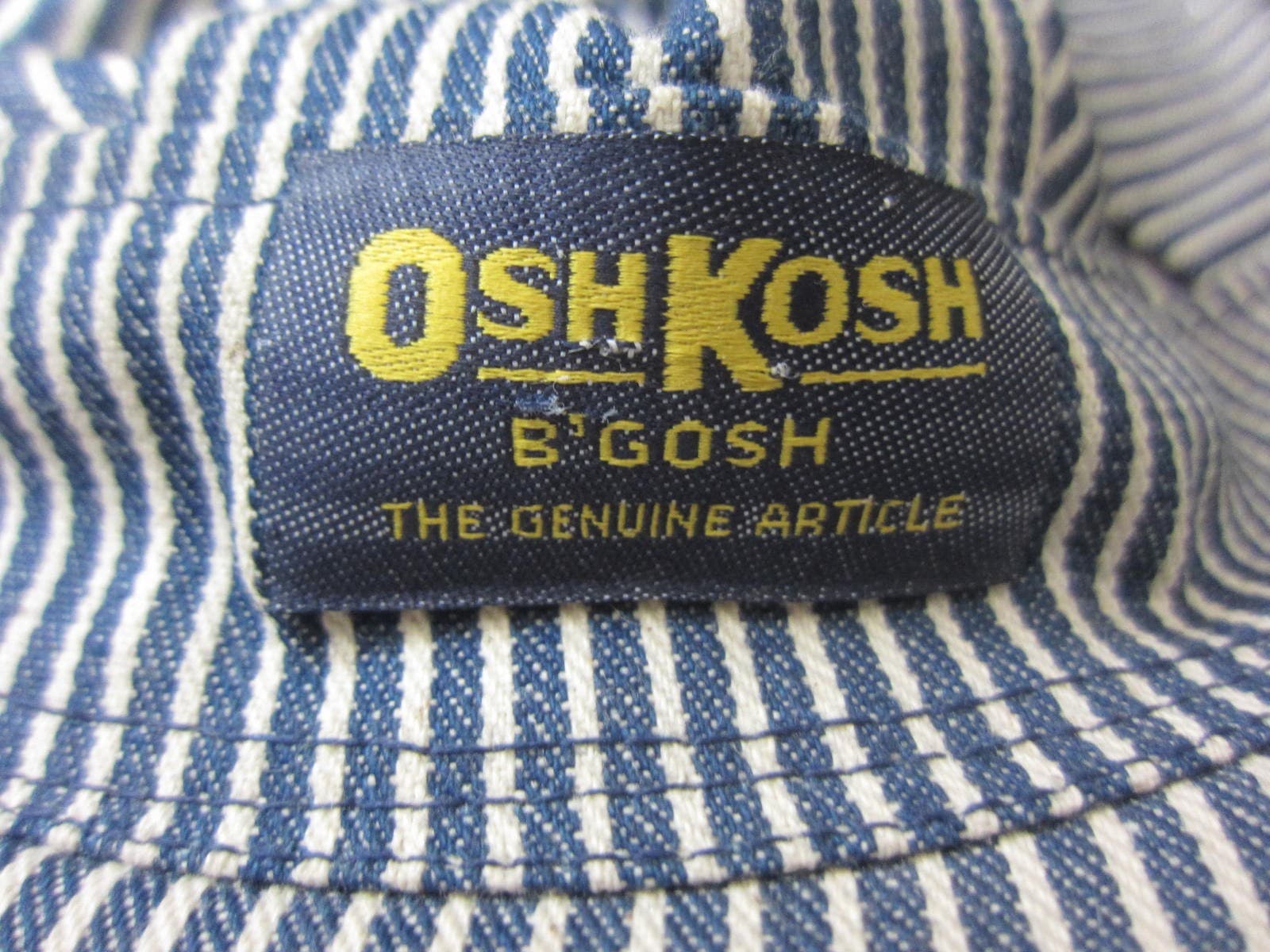 Vtg OSHKOSH B'gosh Genuine Article Railroad Style Eng Striped Snapback Cap Hat 3