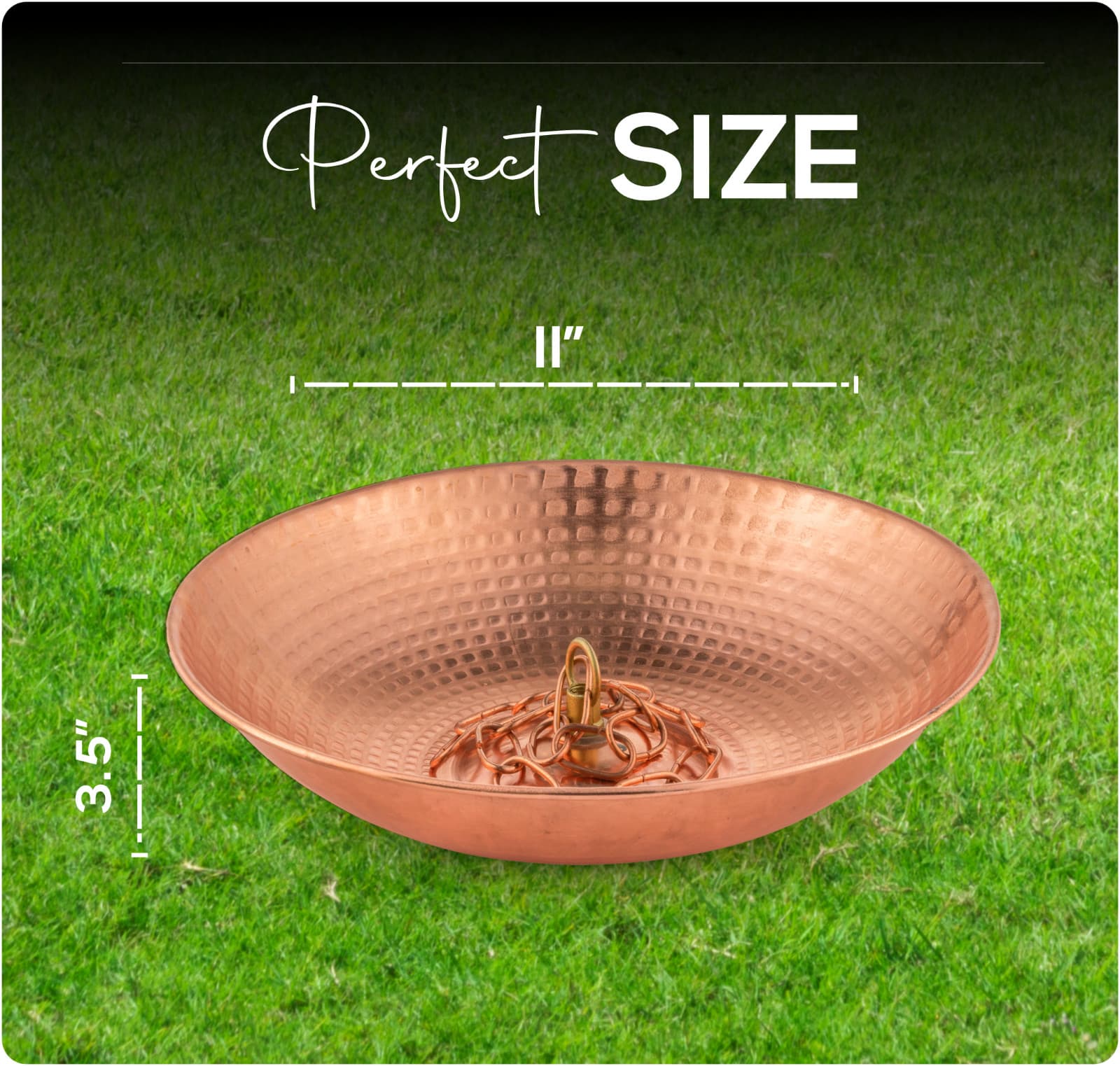 Marrgon Hammered Copper Rain Chain Receptical Basin– Bowl Shaped Anchoring Basin 5