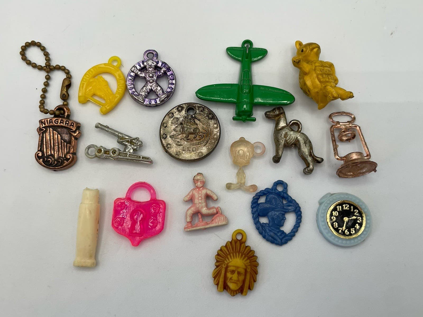 Vtg 1950s 60s Plastic Cracker Jack Prize Toy Plane Animals Tools Lot