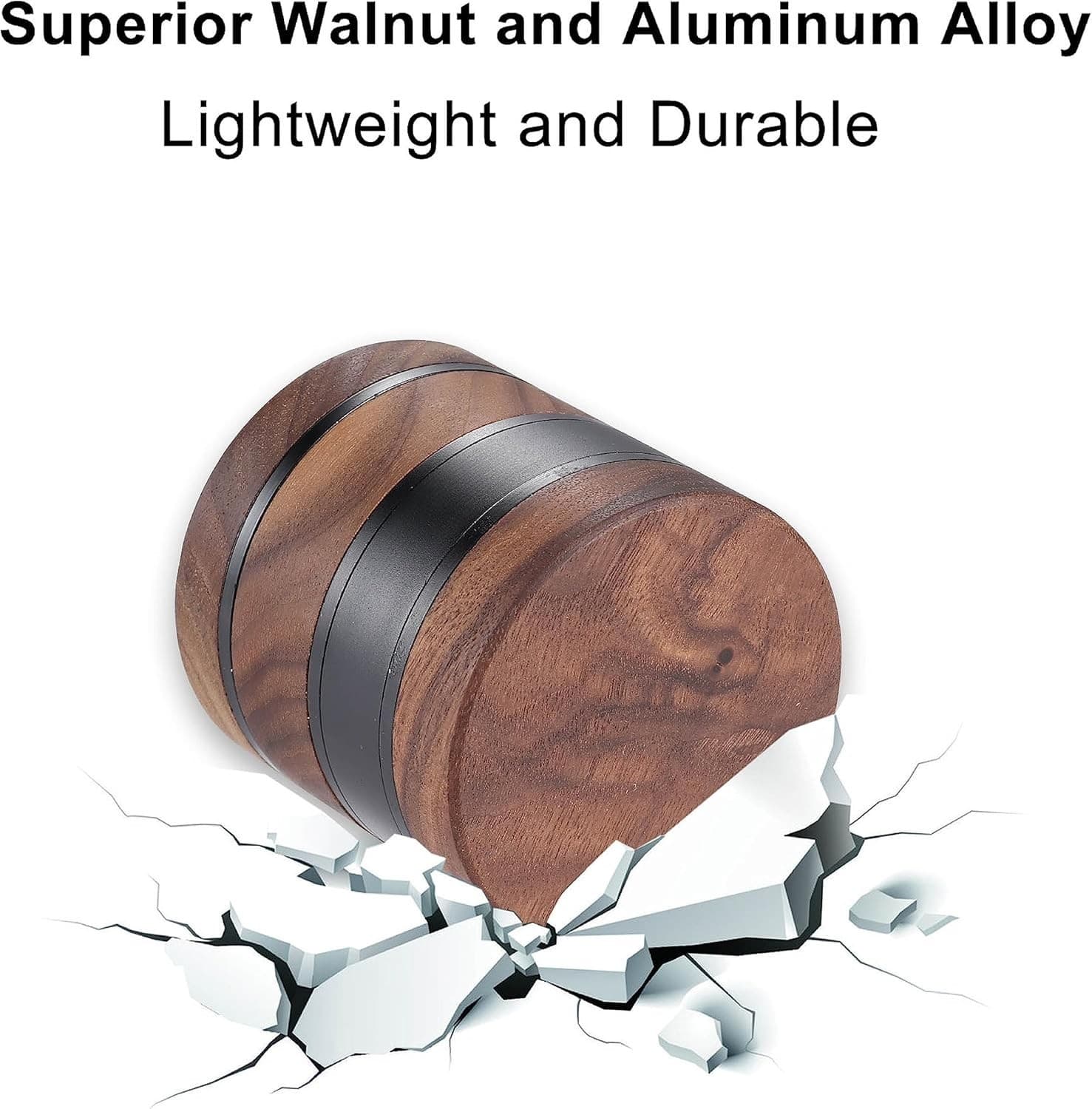 2.5inch Walnut Solid Wood Metal Herbal Herb Spice Grinder Crusher in Black 4