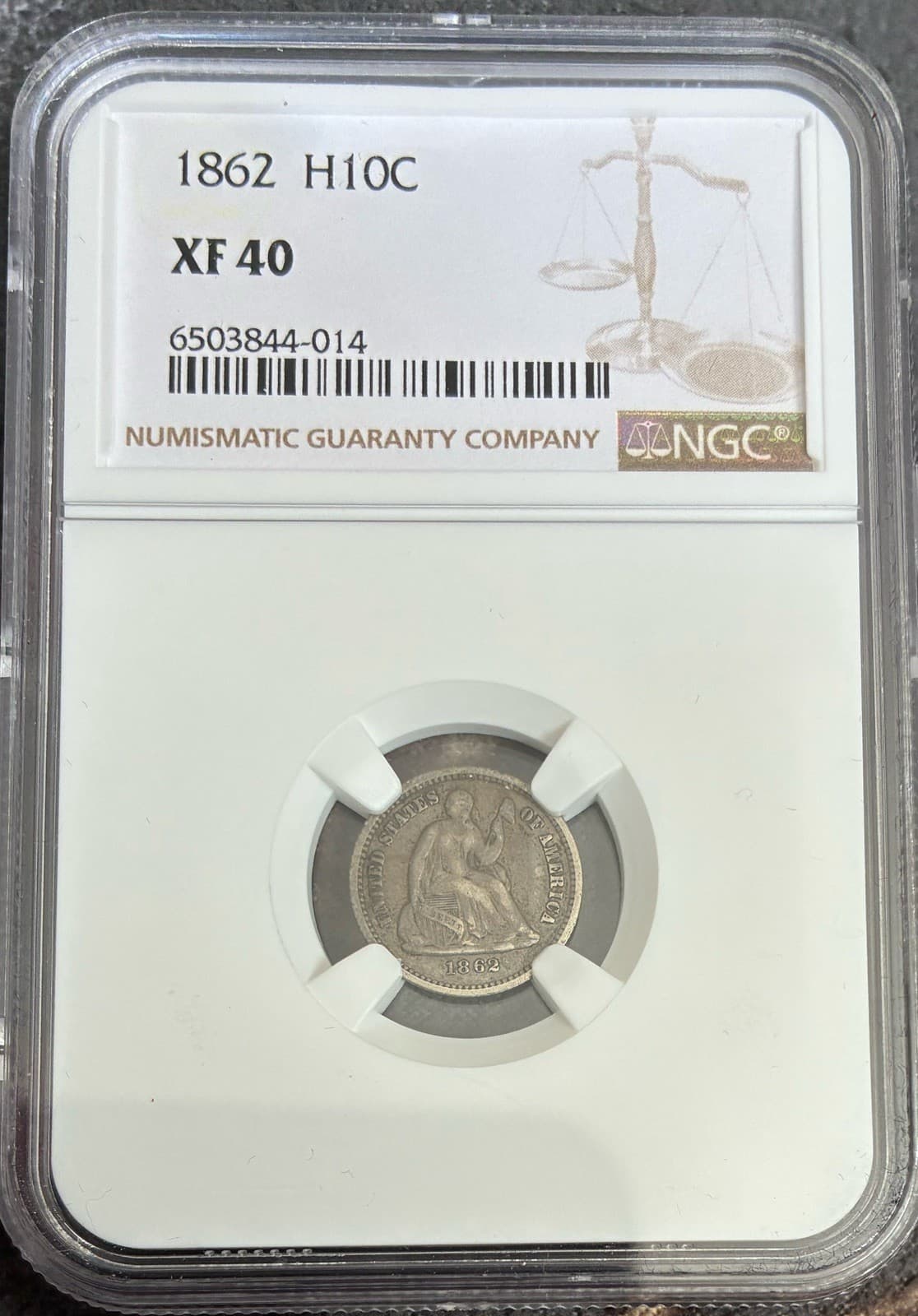 1862 Seated Liberty Civil War Era Silver Half Dime H10c NGC XF 40 “TONED” 2