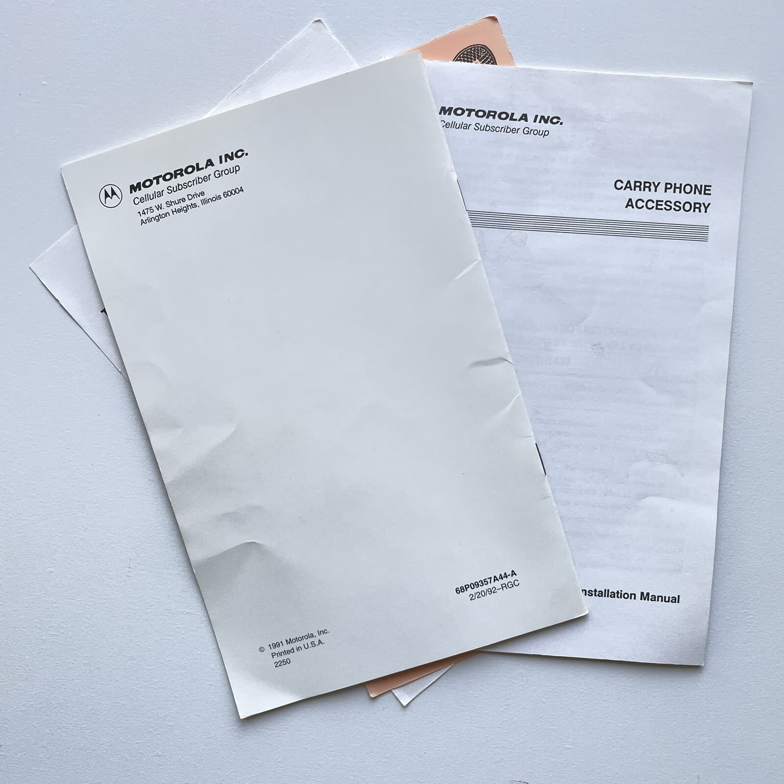 Motorola Cellular Mobile Telephone  1991 User’s Guide Carry Phone Accessory Cert 3