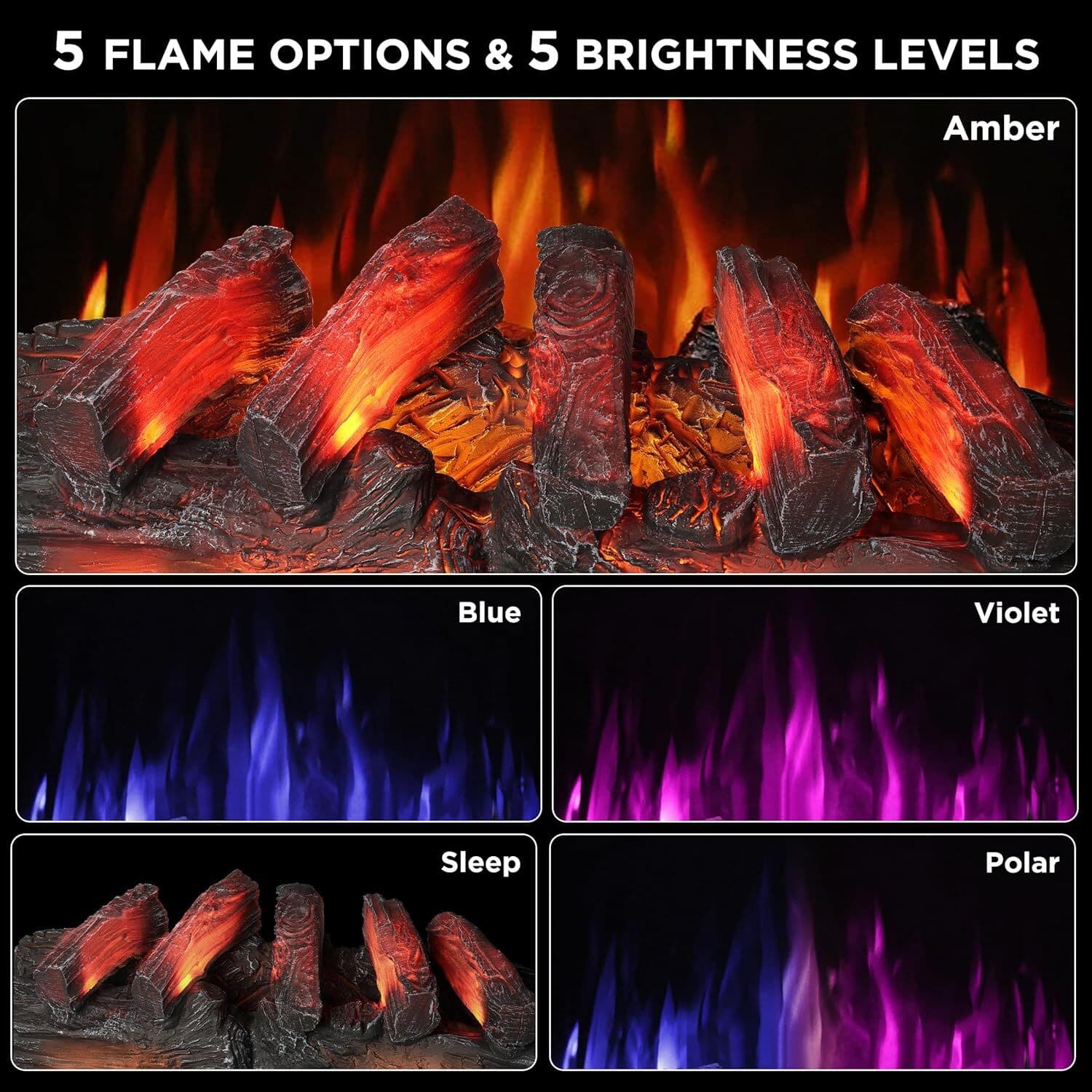 TURBRO Eternal Flame 30 in. WiFi Infrared Quartz Electric Fireplace Log Heater 2