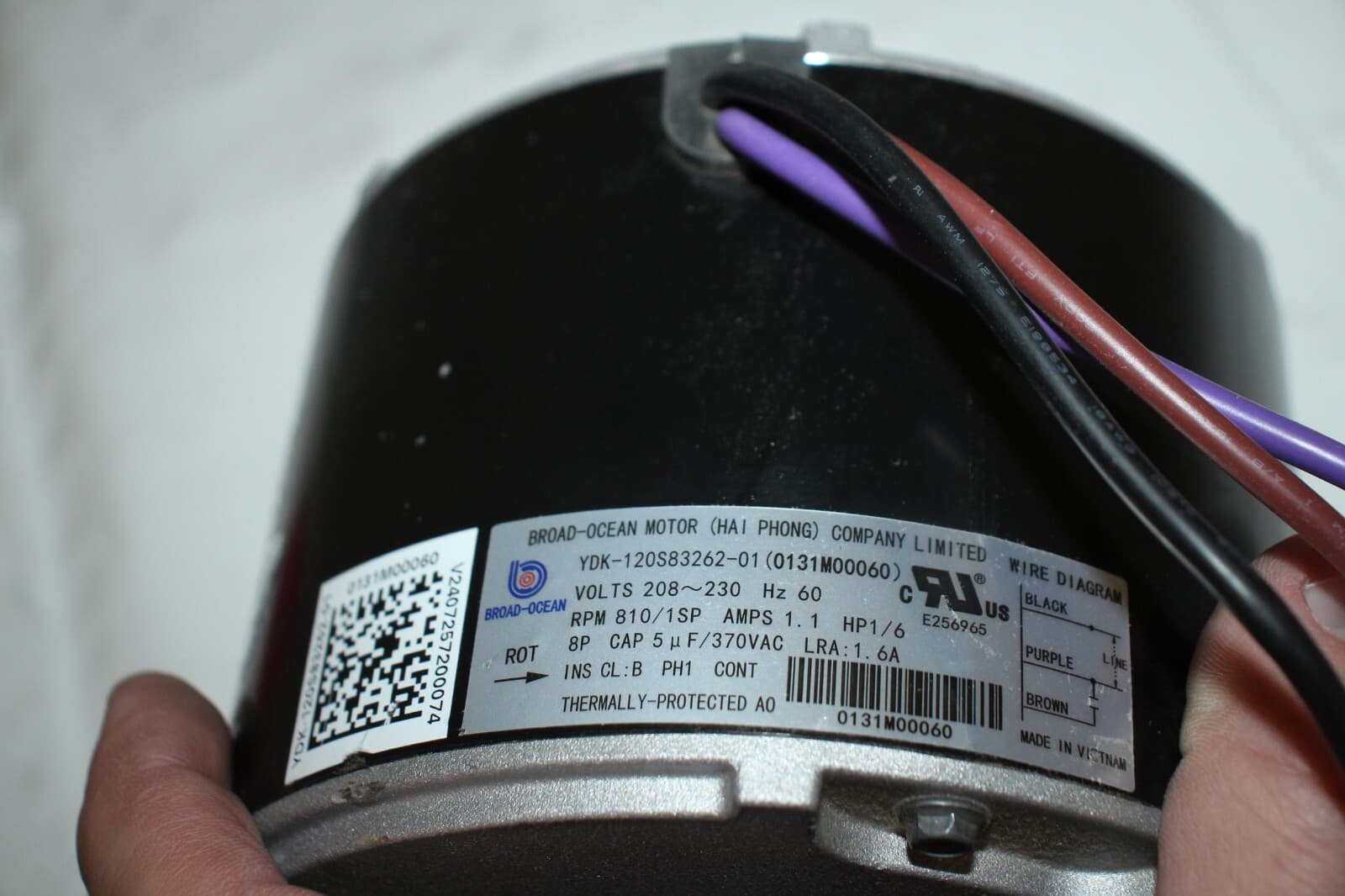 Broad-Ocean Condenser Fan Motor 0131M00060 3
