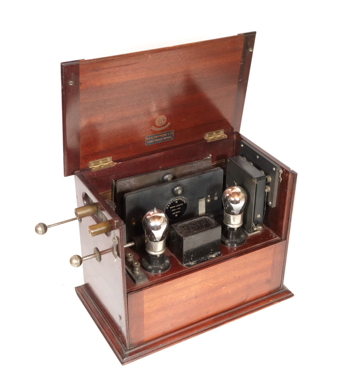 1922 Marconi V2A Long Range Radio w/Range Blocks, Regenerators, Good Tubes, More 3