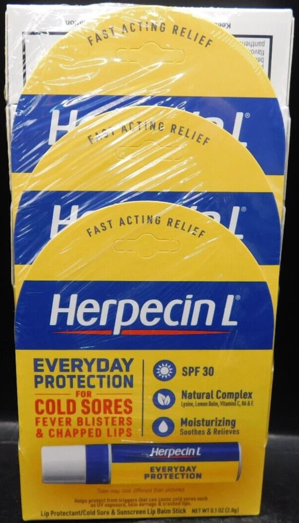 6 Pk Herpecin L Lip Protectant/Cold Sore Lip Balm Stick 0.1oz Ea Exp: 11/26 New 3