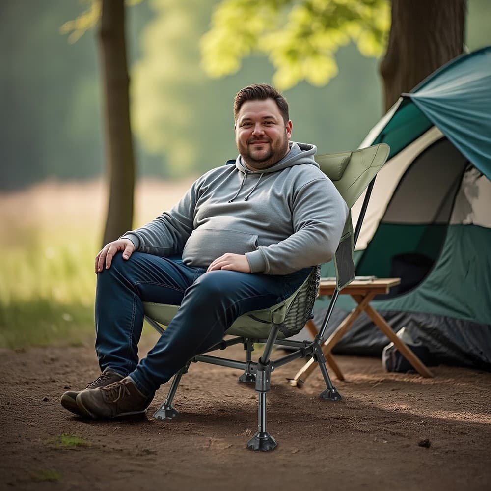 Lightweight Folding High Back Camping Chair with Head Support,Stable for Fishing 2