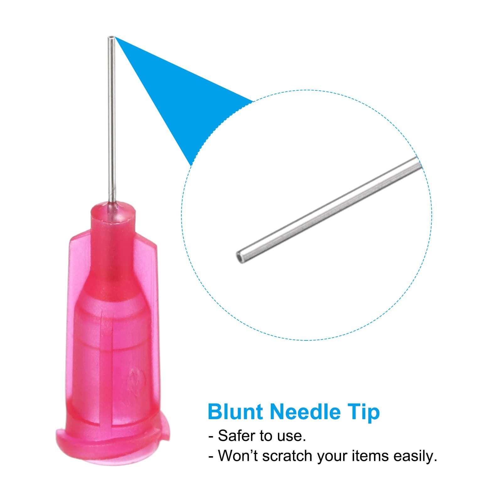 100Pcs 25Gax0.5" Dispensing Needle Tip Stainless Steel and Plastic Rose Red 5